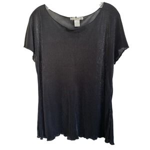 Belah & Codey Women's Sheer Top Blouse Short Sleeve Lightweight Sz L Black